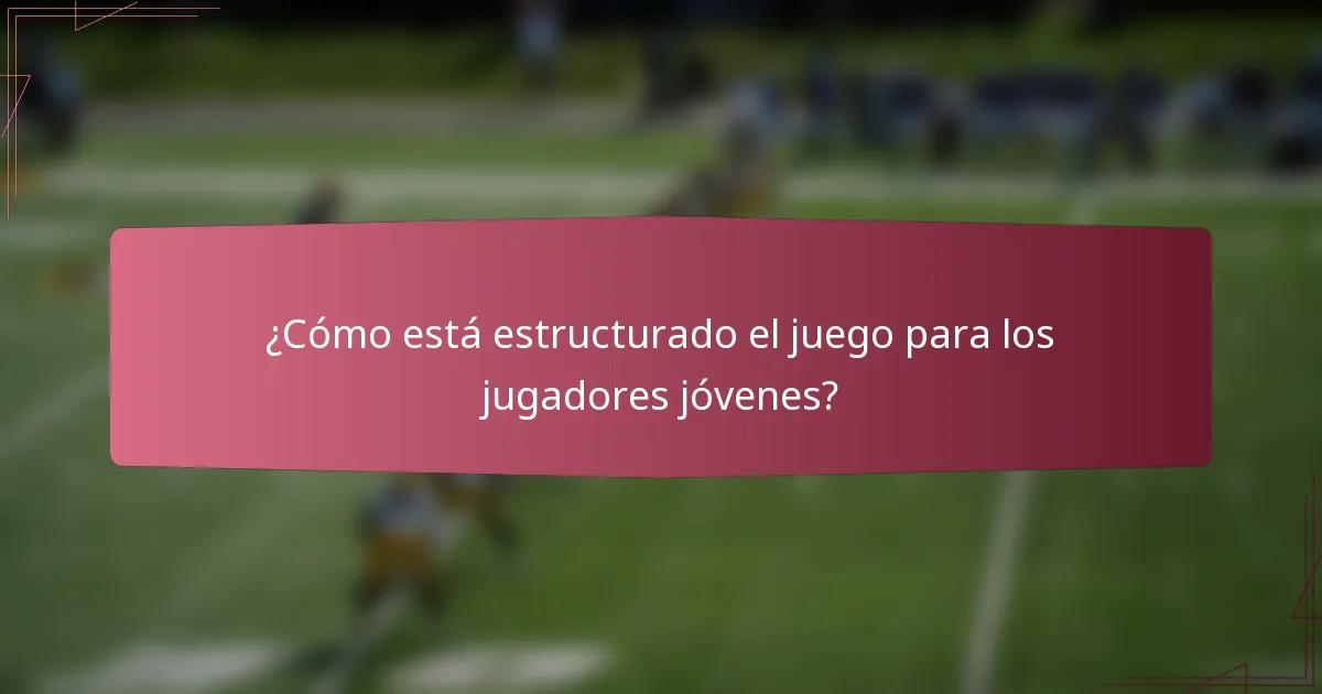 ¿Cómo está estructurado el juego para los jugadores jóvenes?