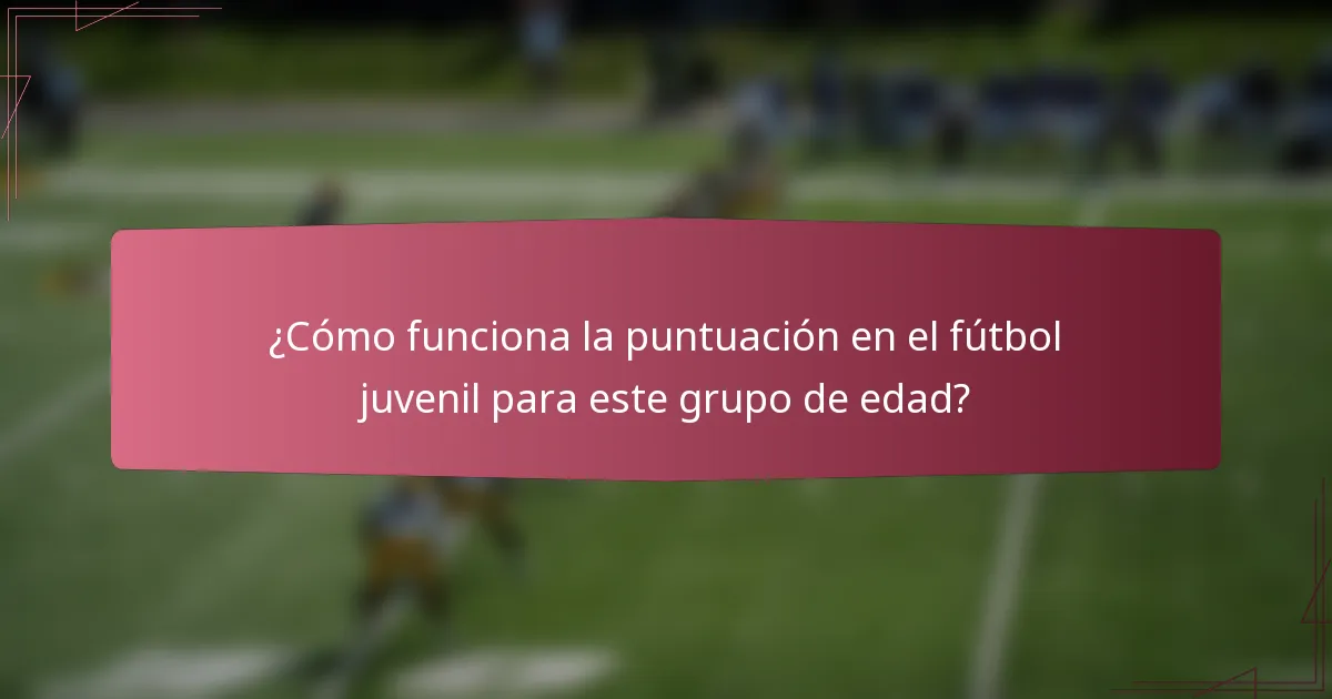 ¿Cómo funciona la puntuación en el fútbol juvenil para este grupo de edad?