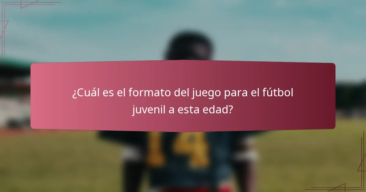 ¿Cuál es el formato del juego para el fútbol juvenil a esta edad?