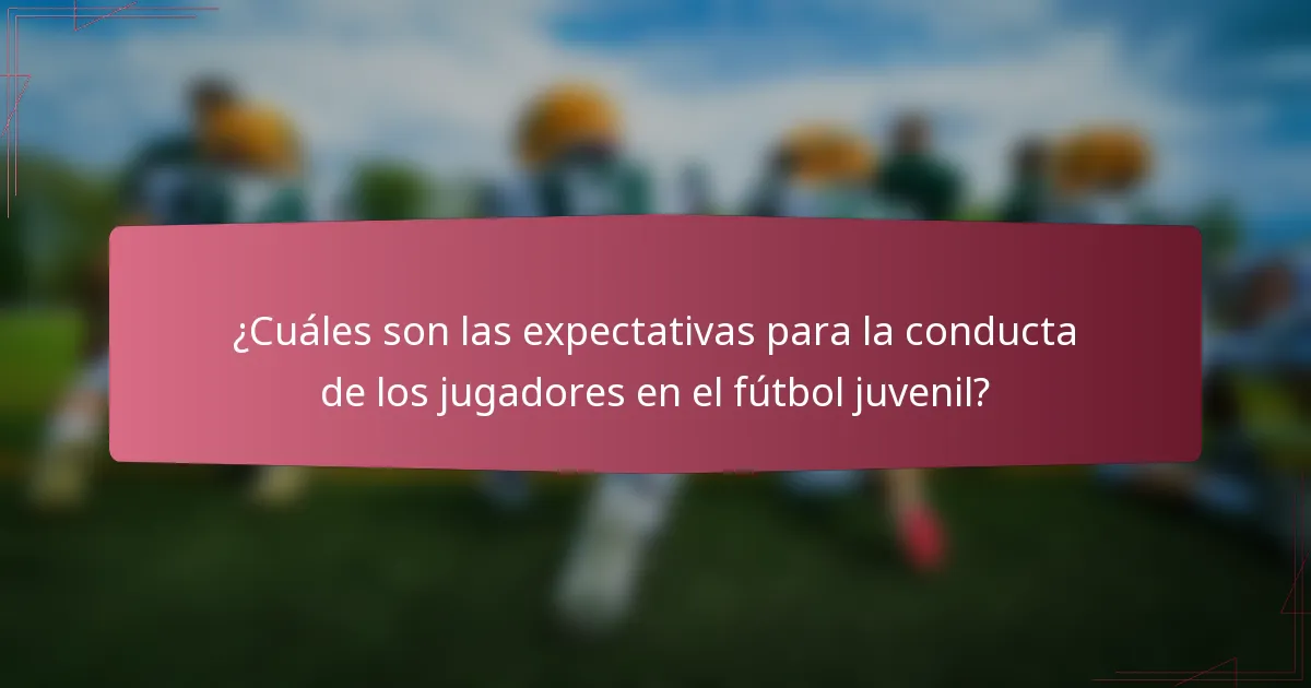 ¿Cuáles son las expectativas para la conducta de los jugadores en el fútbol juvenil?