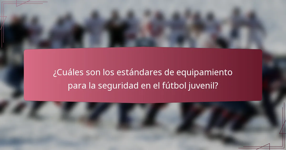 ¿Cuáles son los estándares de equipamiento para la seguridad en el fútbol juvenil?