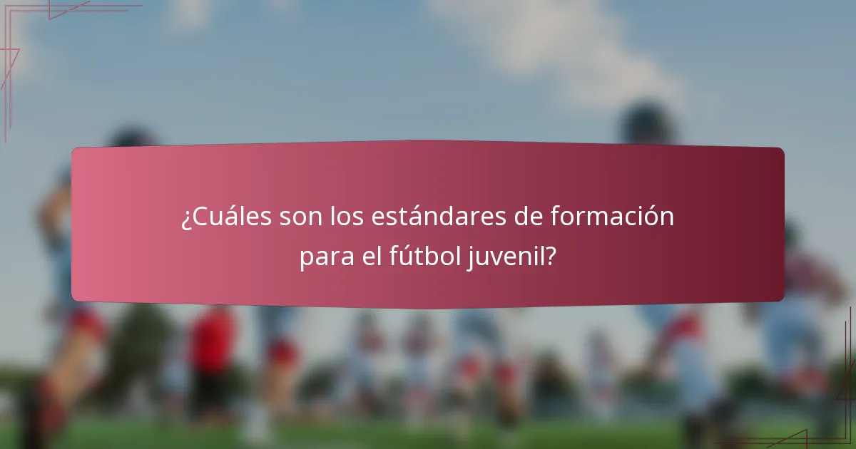 ¿Cuáles son los estándares de formación para el fútbol juvenil?