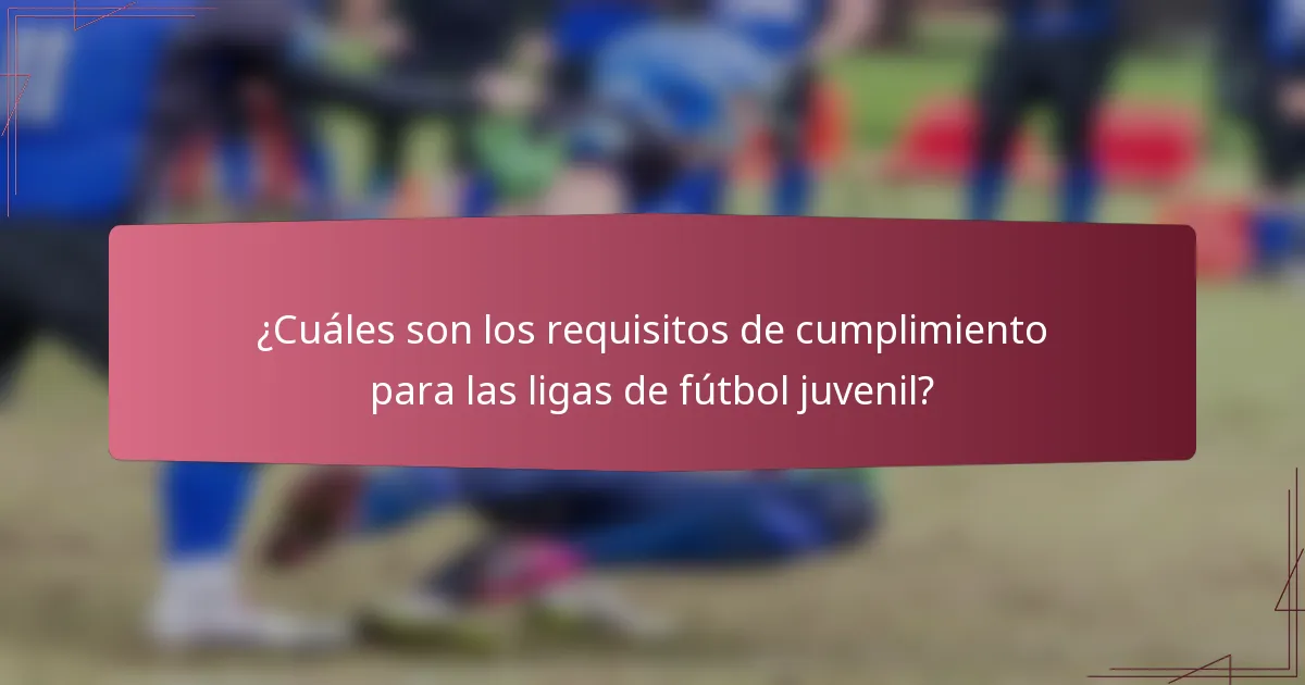 ¿Cuáles son los requisitos de cumplimiento para las ligas de fútbol juvenil?