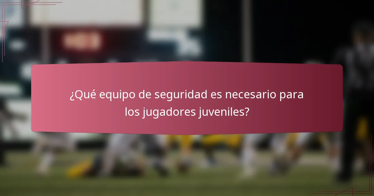 ¿Qué equipo de seguridad es necesario para los jugadores juveniles?